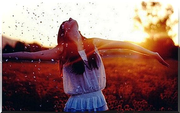 Woman feeling happy.