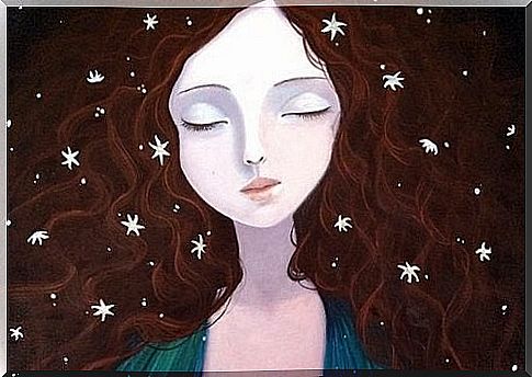 Woman among stars