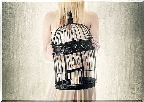 Woman in cage