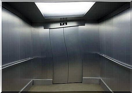 Inside of an elevator