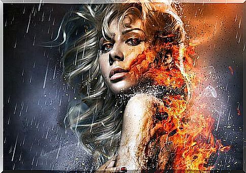 Woman with fire