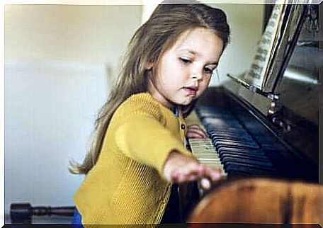 A girl playing the piano