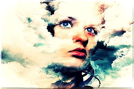 Woman face and clouds