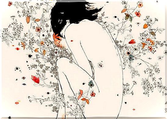 Woman among flowers