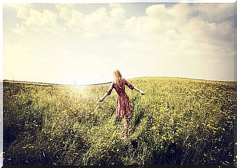 A woman in a field